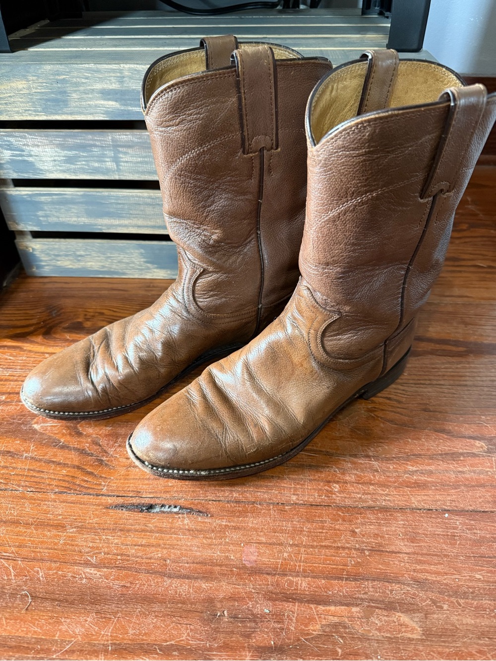 Vintage Men's Justin Round Toe Cowboy Boots